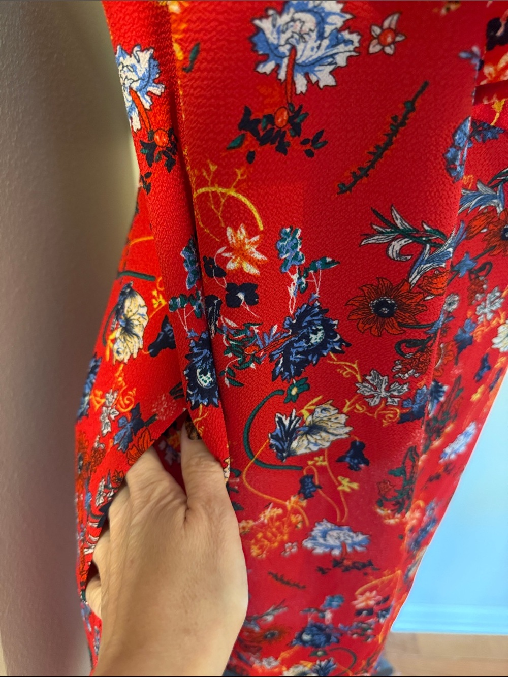 Umgee Red One-Shoulder Floral Ruffle Dress - Picture 4 of 6